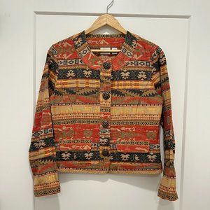 CHICO'S Southwest/Aztec/tribal cropped jacket (US 4/Chico's 0)